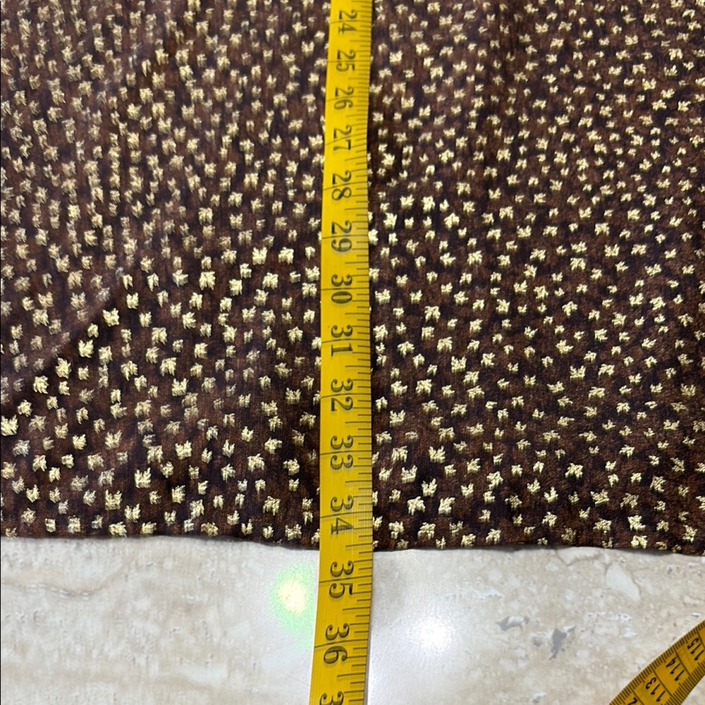 NWT Brown w/ Gold leaves 🍂 imprinted in fabric mini dress. - Picture 13 of 13